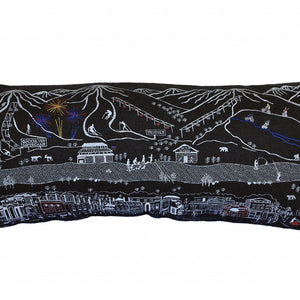 35" Black Breckenridge Nighttime Skyline Lumbar Decorative Pillow