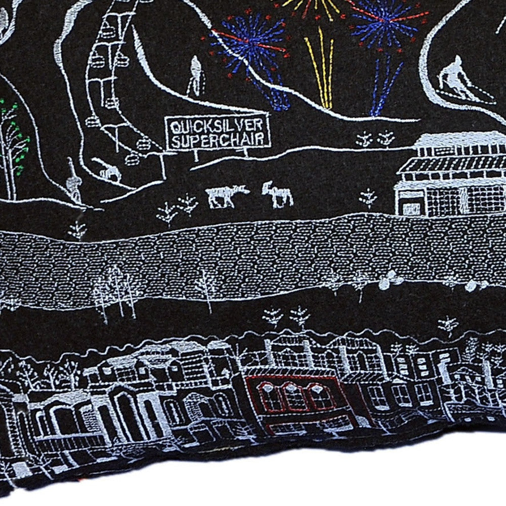 35" Black Breckenridge Nighttime Skyline Lumbar Decorative Pillow