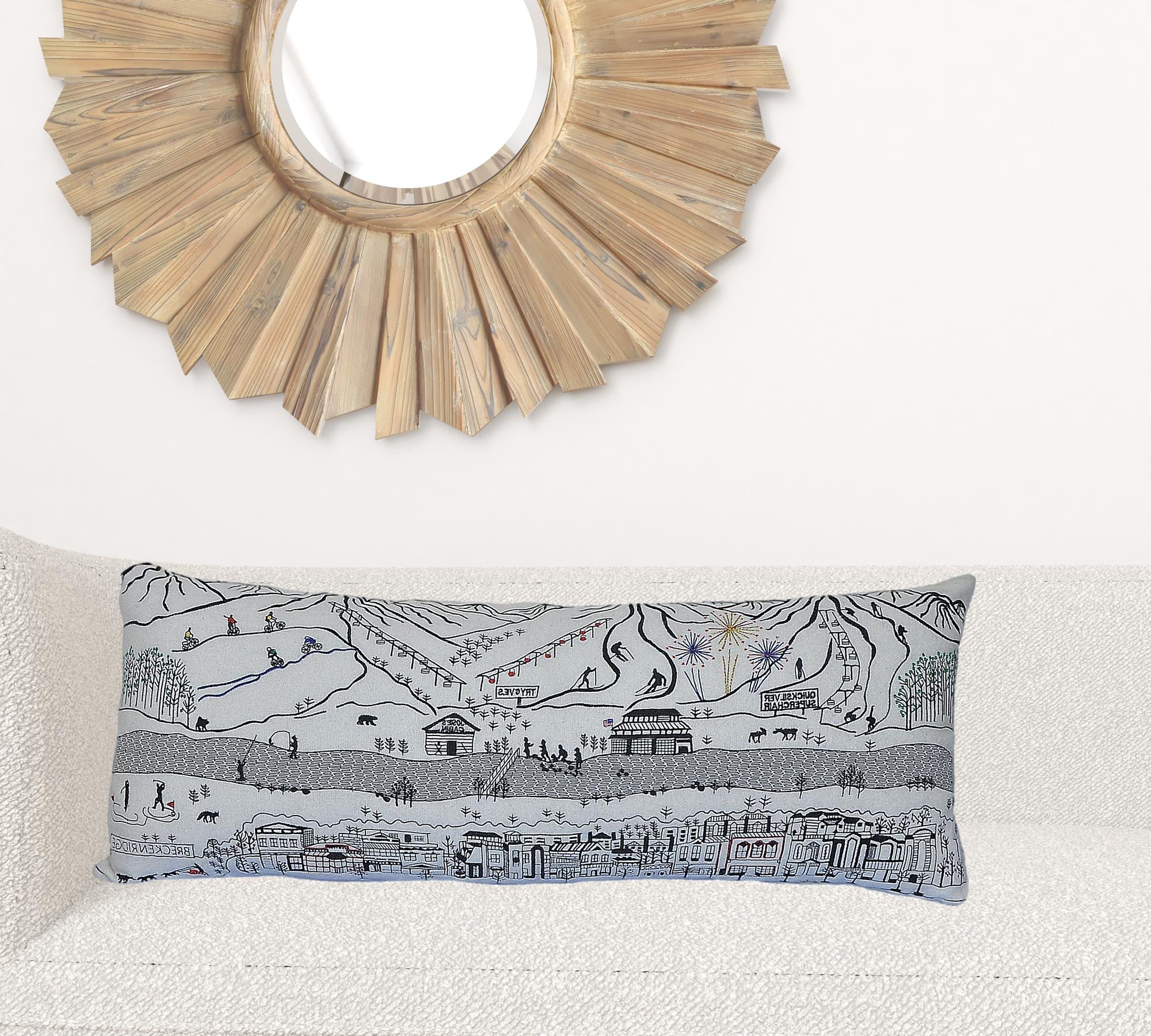 35" White Breckenridge Daylight Skyline Lumbar Decorative Pillow