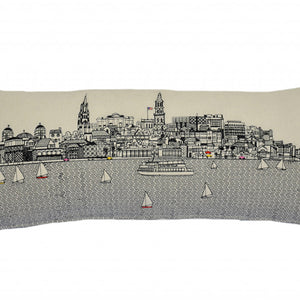 35" White Charleston Daylight Skyline Lumbar Decorative Pillow