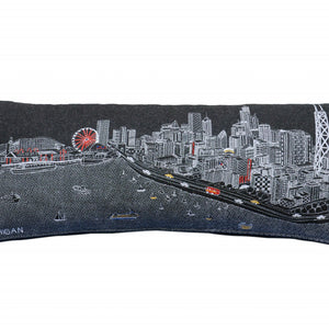 35" Black Chicago Nighttime Skyline Lumbar Decorative Pillow