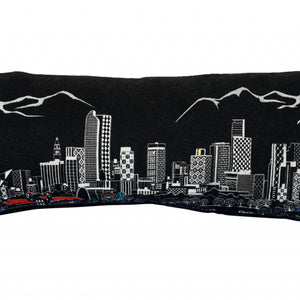 35" Black Denver Nighttime Skyline Lumbar Decorative Pillow