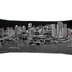 35" Black Detroit Nighttime Skyline Lumbar Decorative Pillow