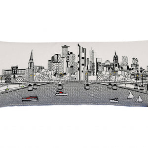 35" White Frankfurt Daylight Skyline Lumbar Decorative Pillow