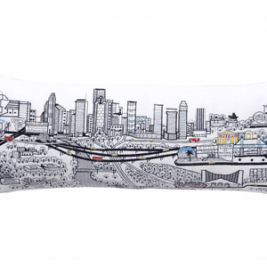 35" White Houston Daylight Skyline Lumbar Decorative Pillow