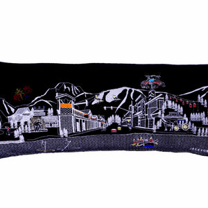 35" Black Jackson Nighttime Skyline Lumbar Decorative Pillow