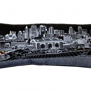 35" Black Kansas City Nighttime Skyline Lumbar Decorative Pillow