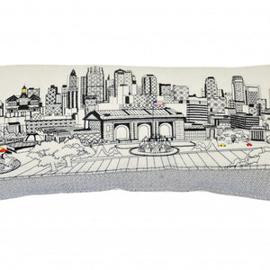 35" White Kansas City Daylight Skyline Lumbar Decorative Pillow