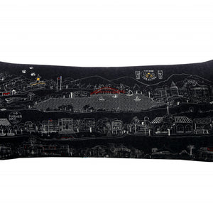 35" Black Los Gatos Nighttime Skyline Lumbar Decorative Pillow