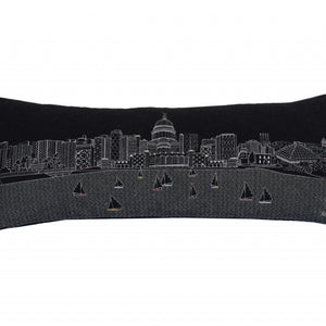 35" Black Madison Nighttime Skyline Lumbar Decorative Pillow