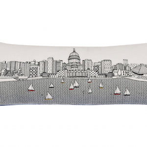 35" White Madison Daylight Skyline Lumbar Decorative Pillow