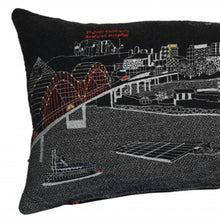 Cojín decorativo lumbar de 35 pulgadas con diseño de horizonte nocturno de Memphis, color negro