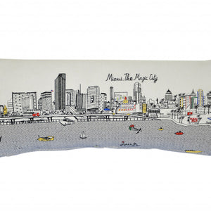 35" White Miami Daylight Skyline Lumbar Decorative Pillow