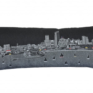 35" Black Milwaukee Nighttime Skyline Lumbar Decorative Pillow