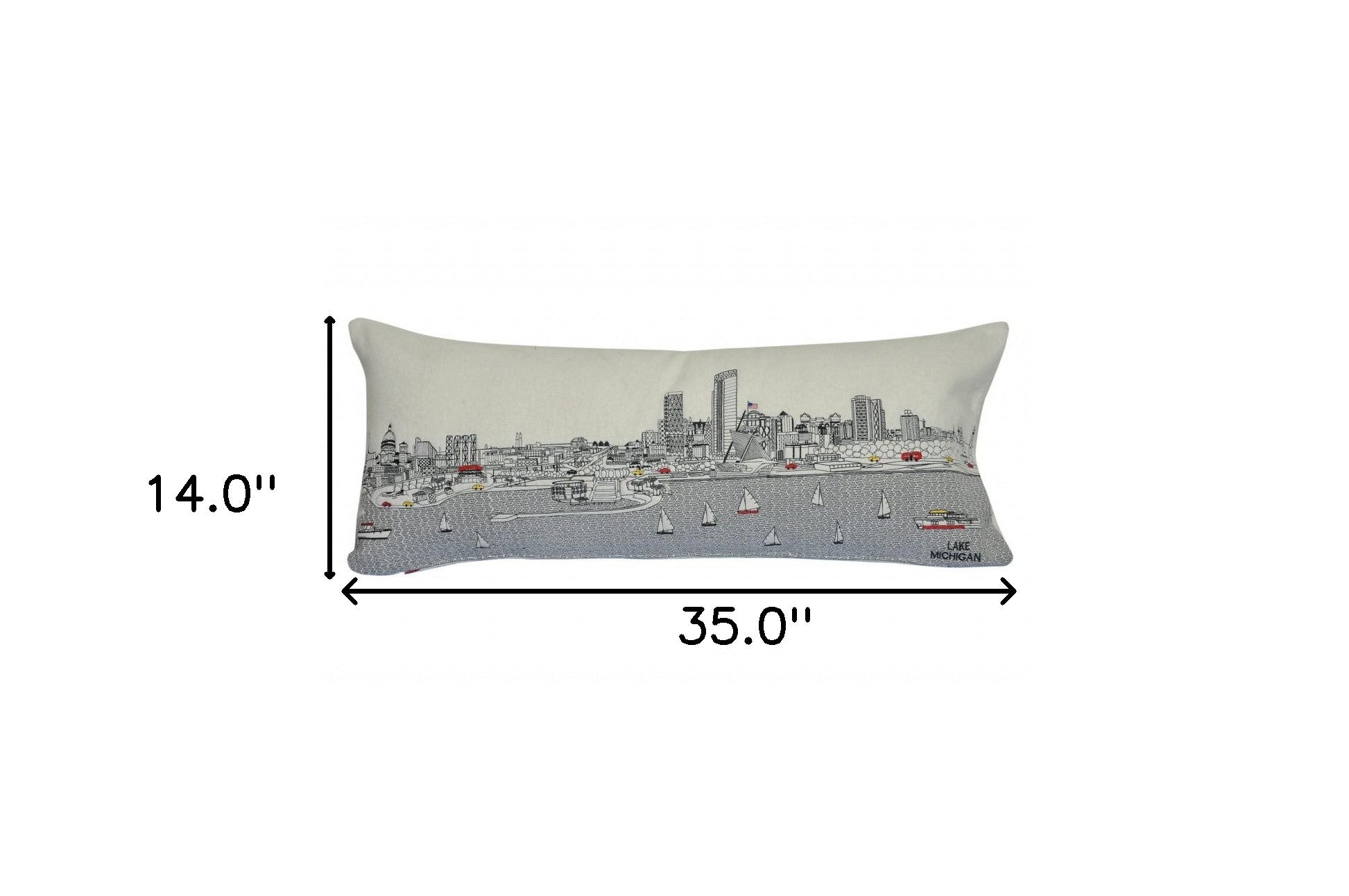 Cojín decorativo lumbar Skyline de luz diurna de Milwaukee blanco de 35"