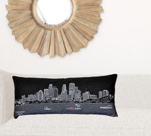 Black Minneapolis Nighttime Skyline Lumbar Decorative Pillow 35