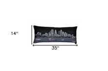 Black Minneapolis Nighttime Skyline Lumbar Decorative Pillow 35