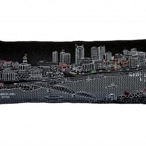 35" Black Nashville Nighttime Skyline Lumbar Decorative Pillow