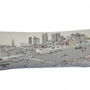 35" White Nashville Daylight Skyline Lumbar Decorative Pillow