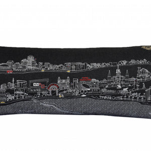 35" Black New Orleans Nighttime Skyline Lumbar Decorative Pillow
