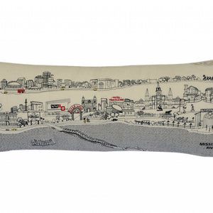35" White New Orleans Daylight Skyline Lumbar Decorative Pillow