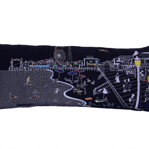 35" Black Ocean City Maryland Nighttime Skyline Lumbar Decorative Pillow