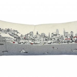 35" White Philadelphia Daylight Skyline Lumbar Decorative Pillow