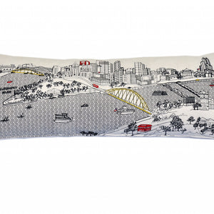35" White Pittsburgh Daylight Skyline Lumbar Decorative Pillow