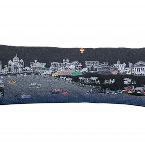 35" Black Rome Nighttime Skyline Lumbar Decorative Pillow