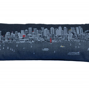 35" Black Seattle Nighttime Skyline Lumbar Decorative Pillow