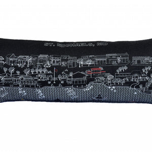 35" Black St Michael's Nighttime Skyline Lumbar Decorative Pillow