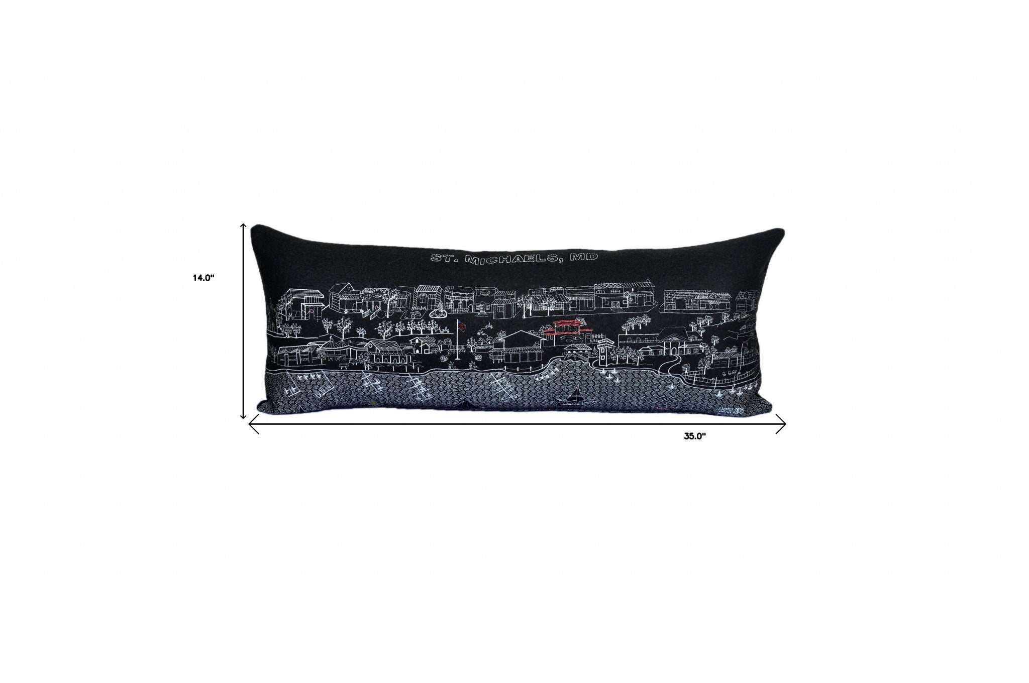 35" Black St Michael's Nighttime Skyline Lumbar Decorative Pillow