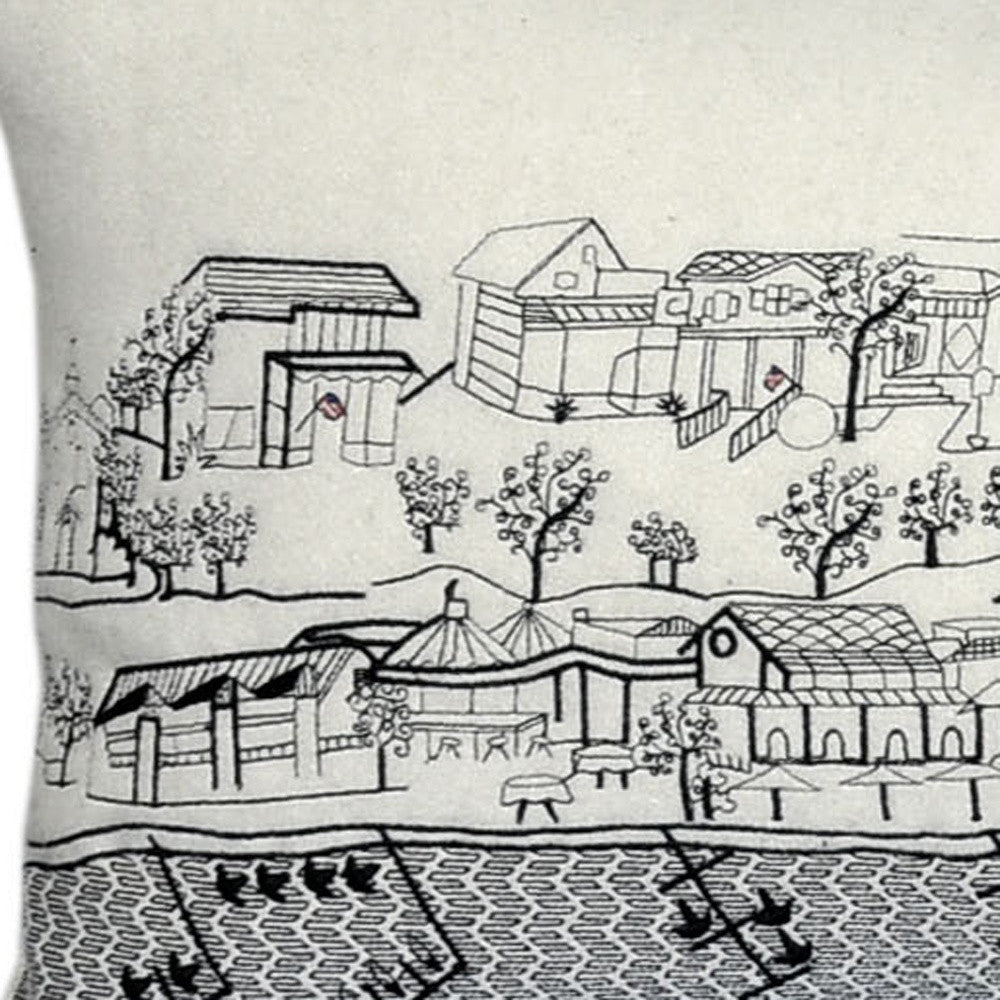 35" White St Michael's Daylight Skyline Lumbar Decorative Pillow