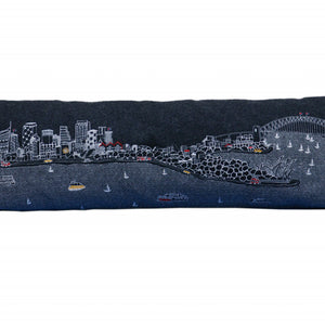 35" Black Sydney Nighttime Skyline Lumbar Decorative Pillow