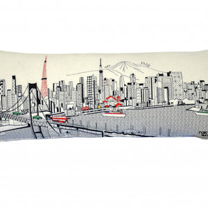 35" White Tokyo Daylight Skyline Lumbar Decorative Pillow