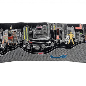 35" Black Tulsa Nighttime Skyline Lumbar Decorative Pillow