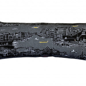 35" Black Venice Nighttime Skyline Lumbar Decorative Pillow
