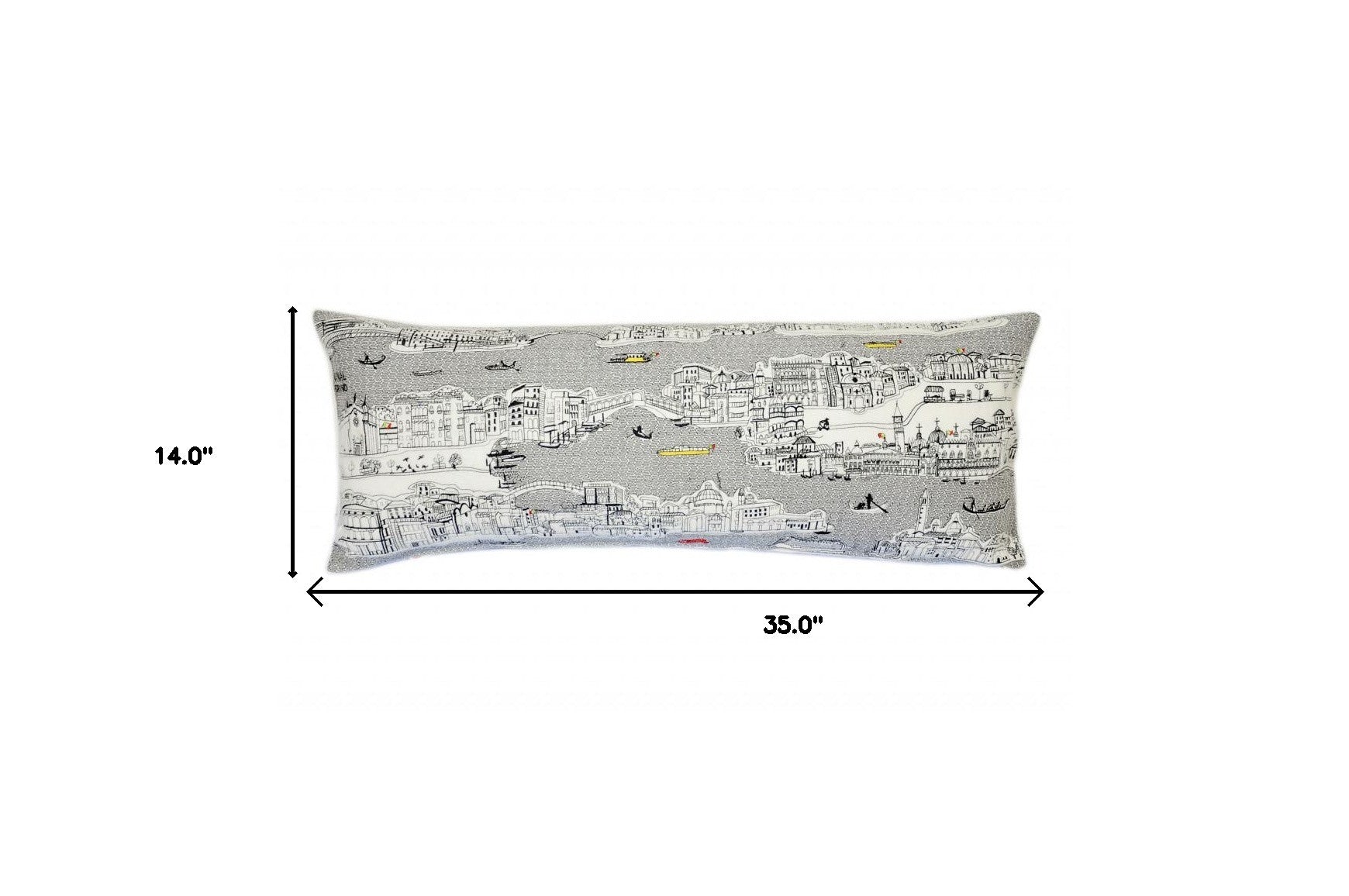 35" White Venice Daylight Skyline Lumbar Decorative Pillow