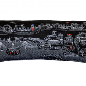 35" Black Wichita Nighttime Skyline Lumbar Decorative Pillow