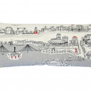 35" White Wichita Daylight Skyline Lumbar Decorative Pillow