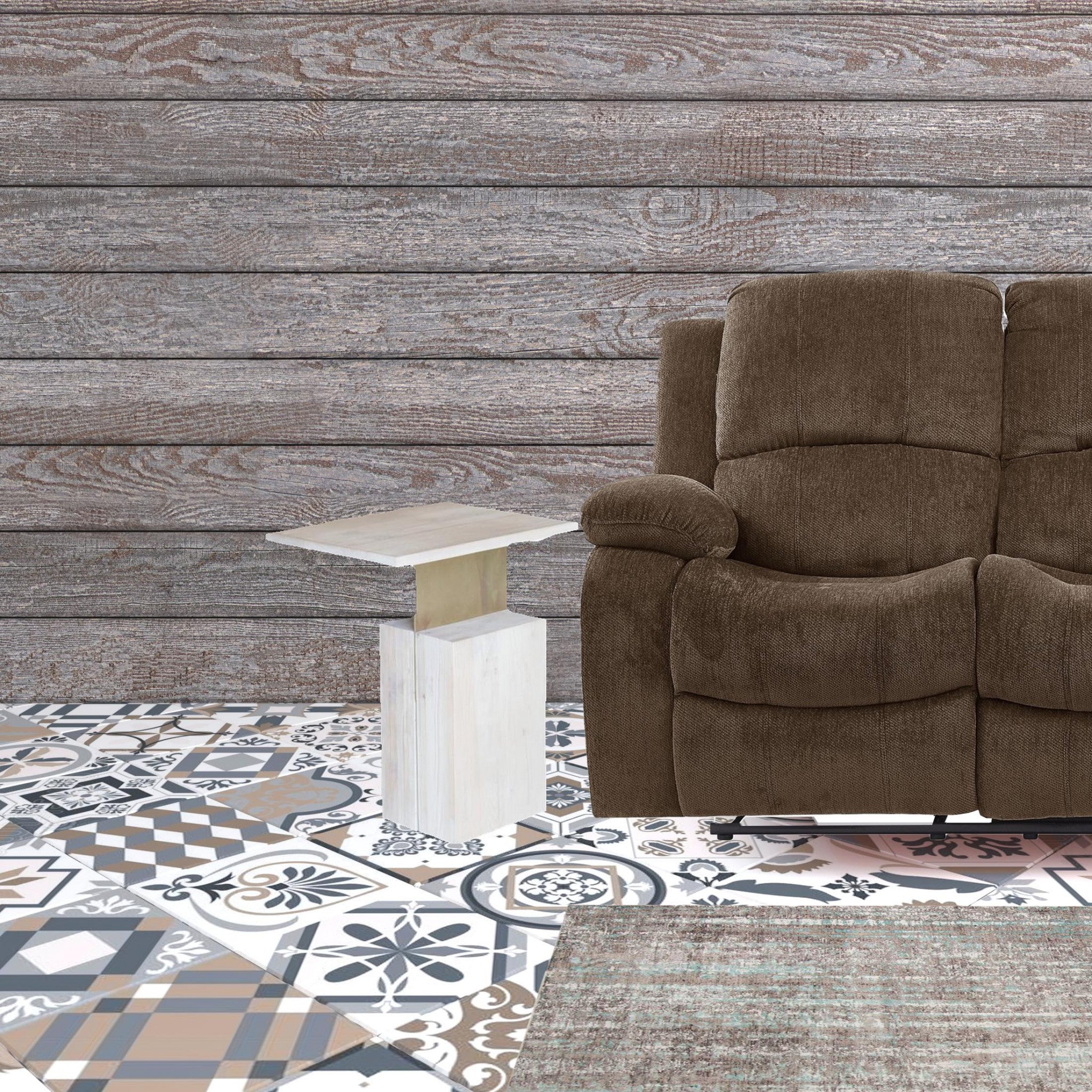 24" Natural and Gold Solid Wood Rectangular End Table