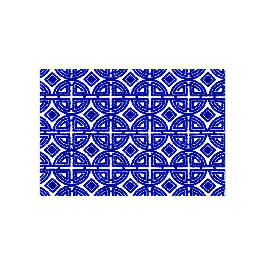 2' X 3' Cobalt Blue And White Geometric Tufted Washable Non Skid Area Rug