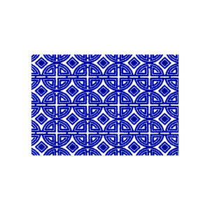 2' X 3' Cobalt Blue And White Geometric Tufted Washable Non Skid Area Rug
