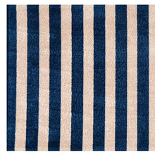 2' X 4' Navy And Sand Striped Tufted Washable Non Skid Area Rug