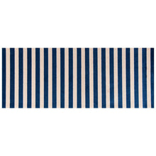 2' X 6' Navy And Sand Striped Tufted Washable Non Skid Area Rug
