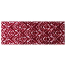 2' X 6' Red And White Ikat Tufted Washable Non Skid Area Rug