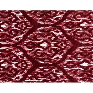 2' X 3' Red And White Ikat Tufted Washable Non Skid Area Rug