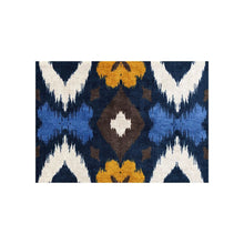 2' X 2' Navy Chocolate  And Gold Ikat Stain Resistant Non Skid Area Rug