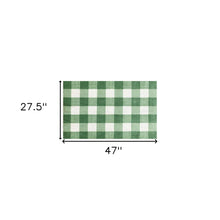 2' X 4' Green And White Plaid Tufted Washable Non Skid Area Rug