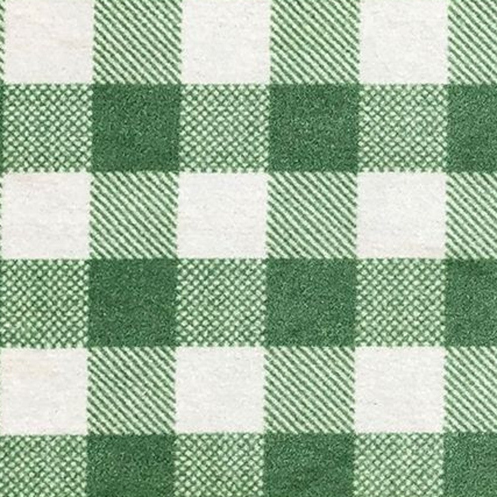 2' X 4' Green And White Plaid Tufted Washable Non Skid Area Rug